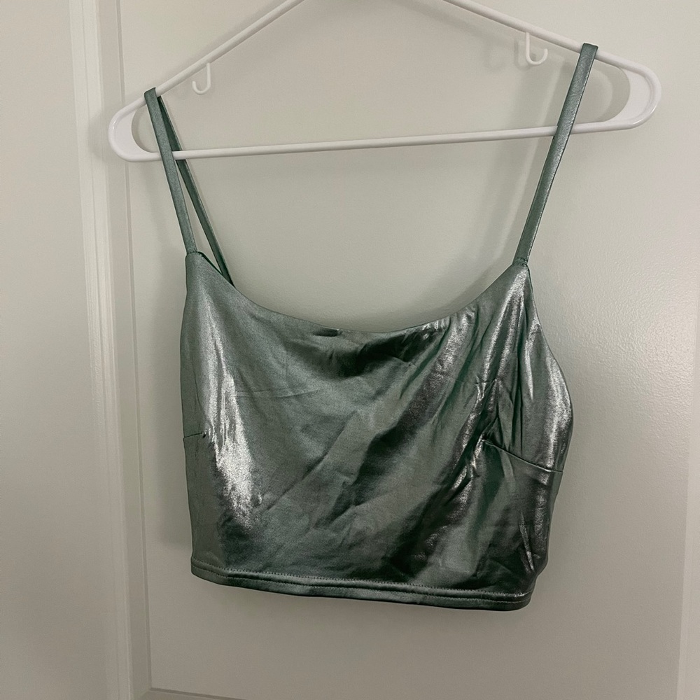 Windsor Shiny Green/Silver Crop Tank